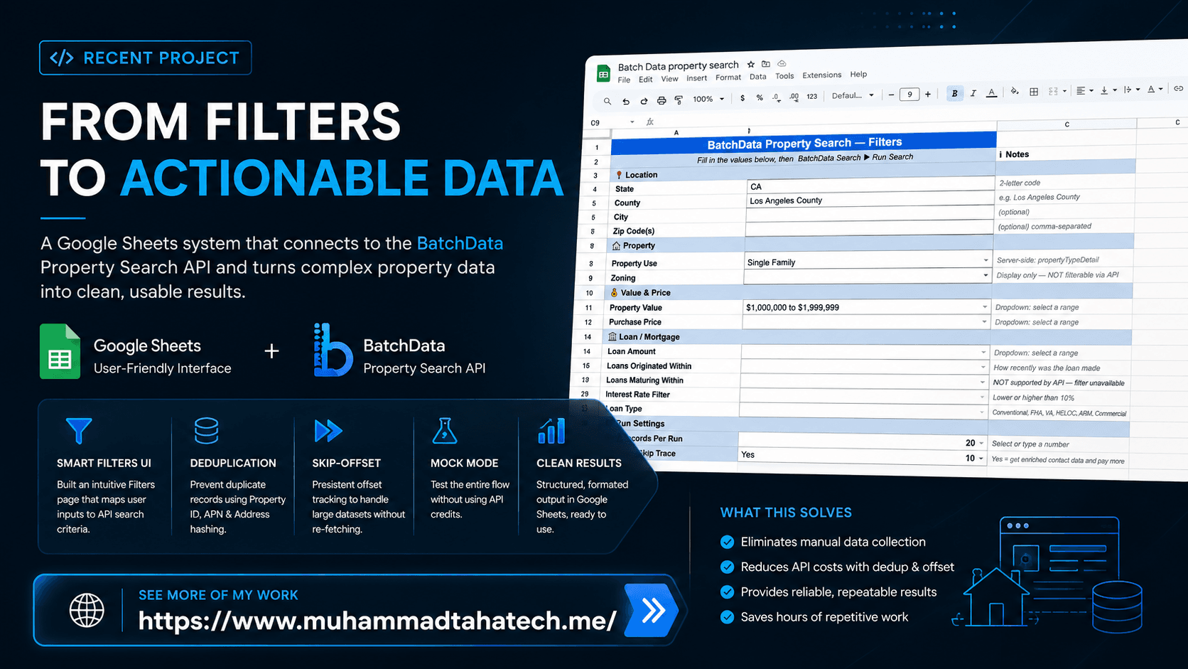 Real-World Batch API Automation - Data Analysis Project built with Google Apps Script, BatchData API, Google Sheets